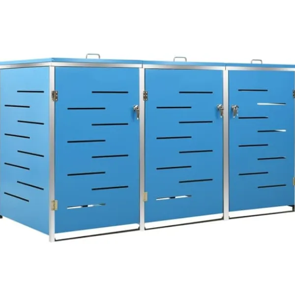 Sopkärlsskjul i rostfritt stål för tre sopkärl | Storlek: 207x77,5x112,5 cm