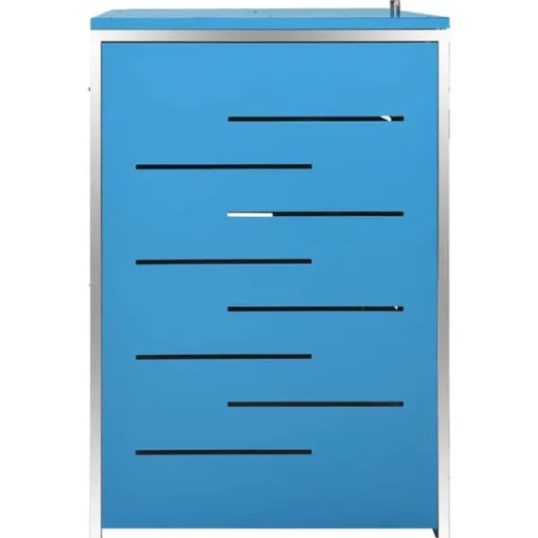 Sopkärlsskjul i rostfritt stål för tre sopkärl | Storlek: 207x77,5x112,5 cm