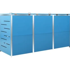 Sopkärlsskjul i rostfritt stål för tre sopkärl | Storlek: 207x77,5x112,5 cm