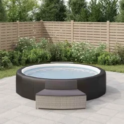 Outlet Spabänk med dynor 2 st i grå konstrotting | Färg: Grå | Storlek: Standard Spa & Utomhusbad