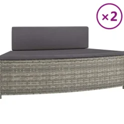 Outlet Spabänk med dynor 2 st i grå konstrotting | Färg: Grå | Storlek: Standard Spa & Utomhusbad