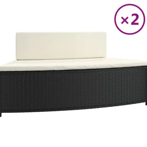 Outlet Spabänk med dynor 2 st svart konstrotting Spa & Utomhusbad
