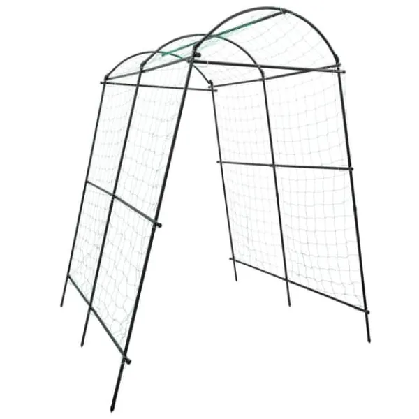 Outlet Spaljé för klätterväxter - Trädgårdstunnel med nät - 1,15×1,83×2,3 m - Justerbar bredd 1,1–1,8 m - Rör Ø19,2 mm - Q195-stål + PP - Svart Valvbågar, Spaljéer, Bersåer & Pergolor