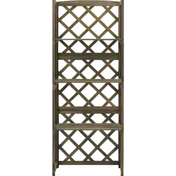 Online Spaljé med hyllor grå 55x30x140 cm massivt granträ Valvbågar, Spaljéer, Bersåer & Pergolor