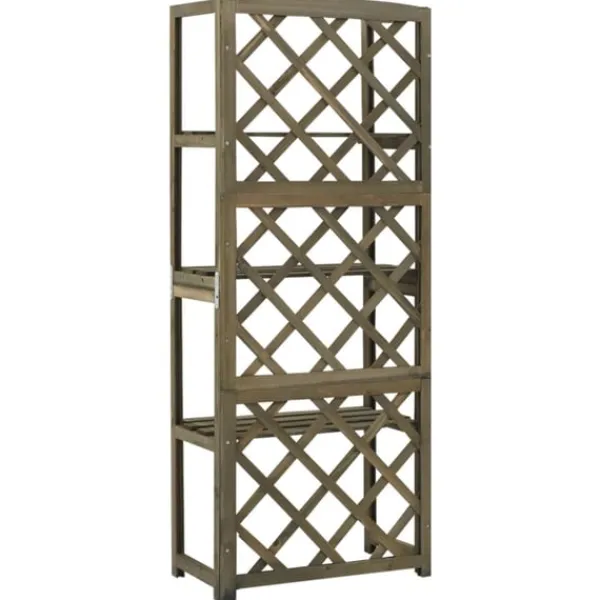 Online Spaljé med hyllor grå 55x30x140 cm massivt granträ Valvbågar, Spaljéer, Bersåer & Pergolor