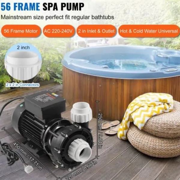 Discount Spa-pump, dubbelfart 56-ram, 2" port, 90° roterande gränssnitt, TÜV-certifierad Spa & Utomhusbad