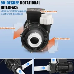 Outlet SPA-pump, 2-hastigheter 56-ram dubbelhastighets bubbelbadpump, 2x5,6 cm port Spa & Utomhusbad