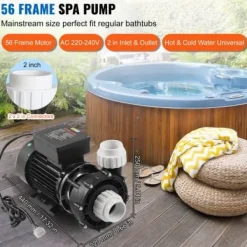 Outlet SPA-pump, 2-hastigheter 56-ram dubbelhastighets bubbelbadpump, 2x5,6 cm port Spa & Utomhusbad