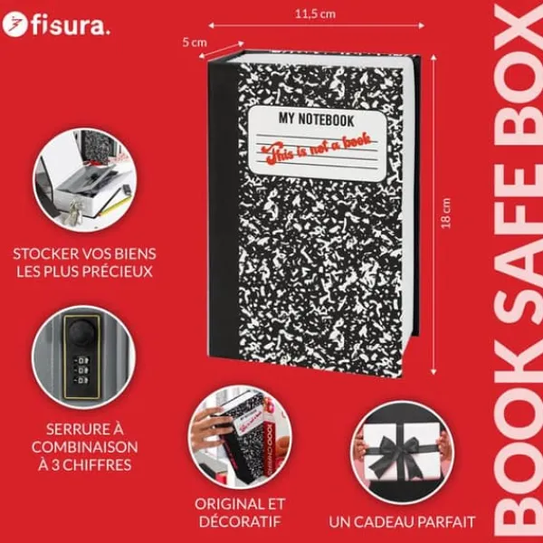 Best Spargris - Spricka - Bok "resor" - Kombinationslås - Metall - Svart Kassaskåp