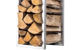 Hot Spark 180cm Stainless Steel Firewood Rack for Indoor/Outdoor Use - Metal Firewood Stand Tillbehör Till Vedeldade Kaminer & Öppna Spisar