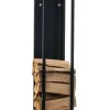 Clearance Spark Firewood Rack - Black Matt Metal, 25x25x100 cm Tillbehör Till Vedeldade Kaminer & Öppna Spisar