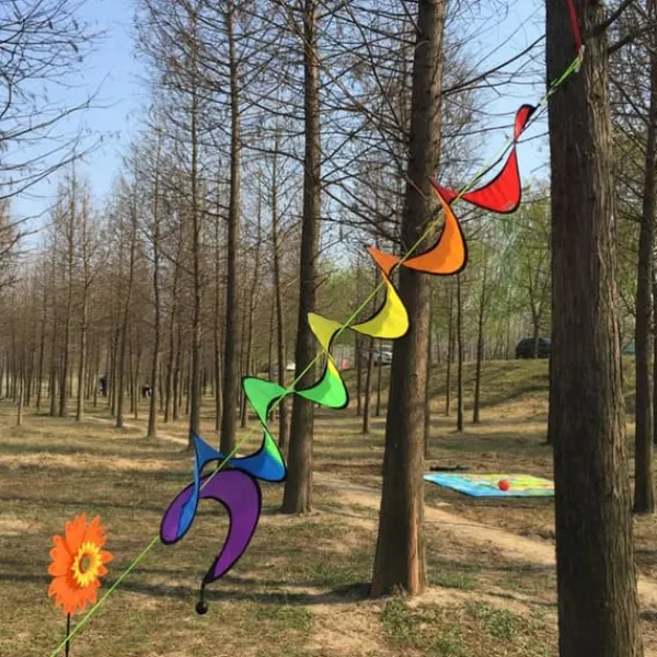 Spiral Rainbow Wind Strip Väderkvarn Färgglad Vindklocka för Trädgård Hem Utomhus Camping Tält Dekoration