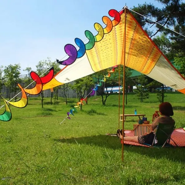 Spiral Rainbow Wind Strip Väderkvarn Färgglad Vindklocka för Trädgård Hem Utomhus Camping Tält Dekoration