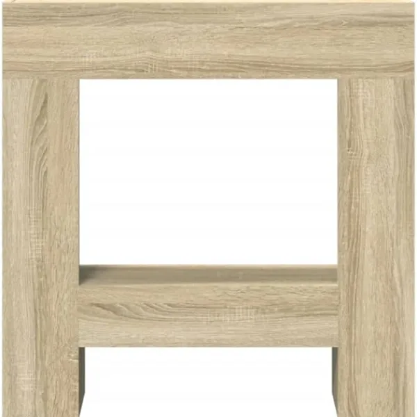 Best Spiselkrans i sonoma-ek med hylla för LED-låga | Storlek: 81x18x82 cm Öppna Spisar