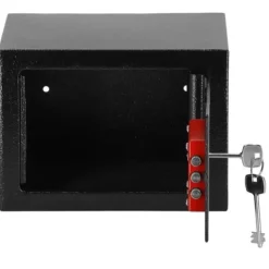 SPRINGOS® kassaskåp för hemmet, hållbart högsäkerhetsskåp i stål, nyckelförvaring för pengar 17 x 17 x 23 cm