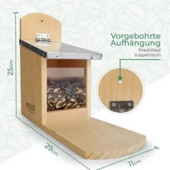 Outlet Squirrel Mat - Gorges - Med Metal Tak - Tall av Gren - Väderbeständig - Utomhus För Fåglar & Småvilt