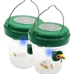 2st Flugfälla Getingfälla Insektsfälla LED Solenergi Insektsbekämpning Fruktflugfälla