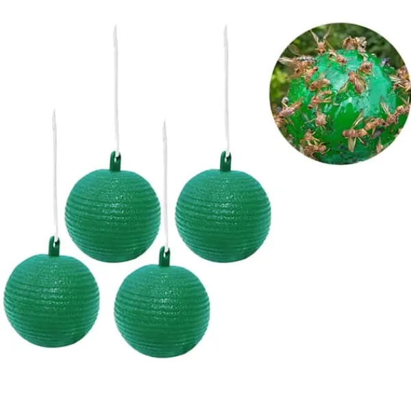 Hot 4st hängande flugfälla boll fruktflugefångare klibbig fälla utomhus skadedjursfångare för trädgårdsväxter Skadedjursfällor