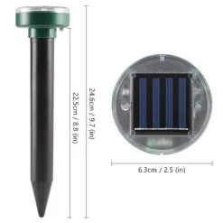 2st rund 400-1000Hz soldriven ultraljudsskydd mot skadedjur, trädgård råttavvisande, IP65 vattentät, enkel och säker att använda