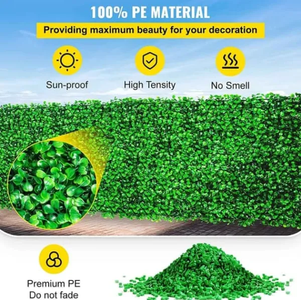 New 8st 61x40,6cm konstgjord växtväggdekoration, buxbom häckpaneler, högt simulerat utseende, 100% miljövänligt material, lättinstallerad Vinddekoration