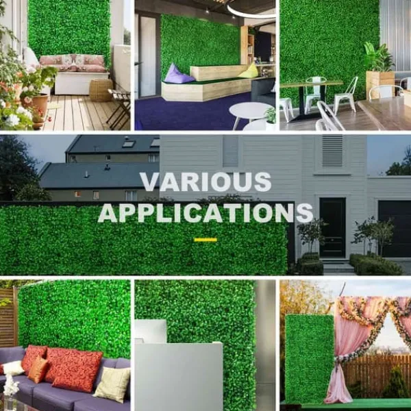 New 8st 61x40,6cm konstgjord växtväggdekoration, buxbom häckpaneler, högt simulerat utseende, 100% miljövänligt material, lättinstallerad Vinddekoration