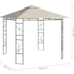 Clearance Stabil paviljong 3x3 m - Skydd för utomhusaktiviteter | Färg: Gräddvit | Storlek: 3x3x2,7 m Tält & Lusthus