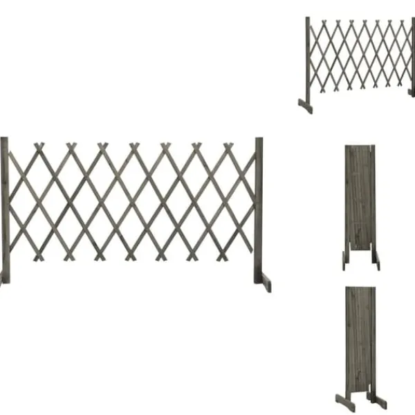 Staket - Living Trädgårdssstaket med spaljé grå 150x80 cm massivt granträ
