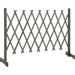 Staket - Living Trädgårdssstaket med spaljé grå 150x80 cm massivt granträ