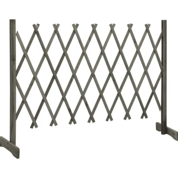 Staket - Living Trädgårdssstaket med spaljé grå 150x80 cm massivt granträ