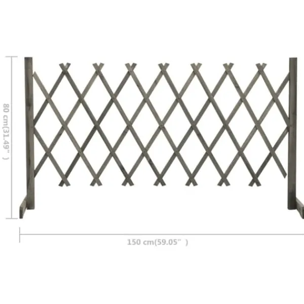 Staket - Living Trädgårdssstaket med spaljé grå 150x80 cm massivt granträ