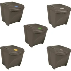 Stapelbara soptunnor 3-pack 75 L - Hygieniska avfallsbehållare | Färg: Grå | Storlek: 75 L