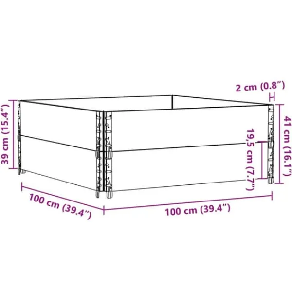 New Staplingsbar odlingslåda i massivt trä | Storlek: 100x100 cm | Färg: Furu Planteringsbänkar