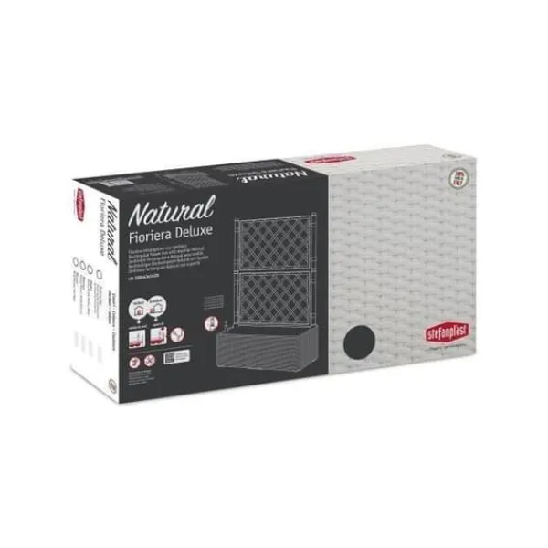 New STEFANPLAST Natural Deluxe rektangulär blomlåda med spaljé - 100 x 43 x H 142 cm - 90 + 6,5 L i förvaring - Antracit Krukor & Växtbehållare