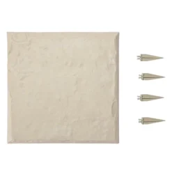 Stegstenar - 4-pack Gångplattor 39,5 x 39,5 cm - Med Pålar - Väderbeständiga - Plast - Slät Yta - För Gräsmatta och Terrass - Beige