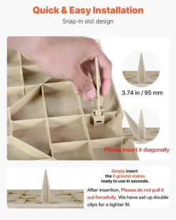 Stegstenar - 4-pack Gångplattor 39,5 x 39,5 cm - Med Pålar - Väderbeständiga - Plast - Slät Yta - För Gräsmatta och Terrass - Beige