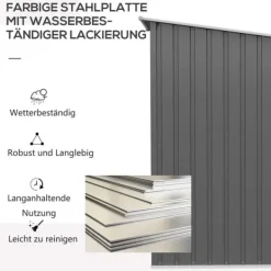New Stålförråd 0,92 m², låsbart med pulpettak, 100×103×160 cm, grå Skjul, Garage & Carports