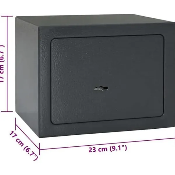 Best Stålsäkerhetsskåp - - Mörkgrå - 23x17x17 cm - Fästanordning med dörrlås - Inomhusbruk Kassaskåp