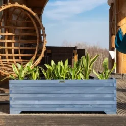 Online Stor träkruka 120x35x40cm Greenspot för terrass, balkong och trädgård - Massiv träkruka - Stor trädgårdskruka gjord av trästockar för blommor, örter, | CDON Krukor & Växtbehållare