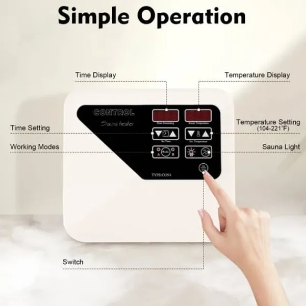 Online Styrenhet för bastuaggregat - Temperaturregulator - Torkbastu - 3–9 kW - 220–240 V - Ljusstyrning max 60 W - Vred - Plast Bastu