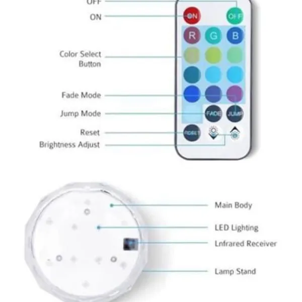 Hot Submersibel LED-ljus - TD® - 2 Stycken - Fjärrkontroll - RGB - Trädgård - Utomhus Fontäner & Dammar