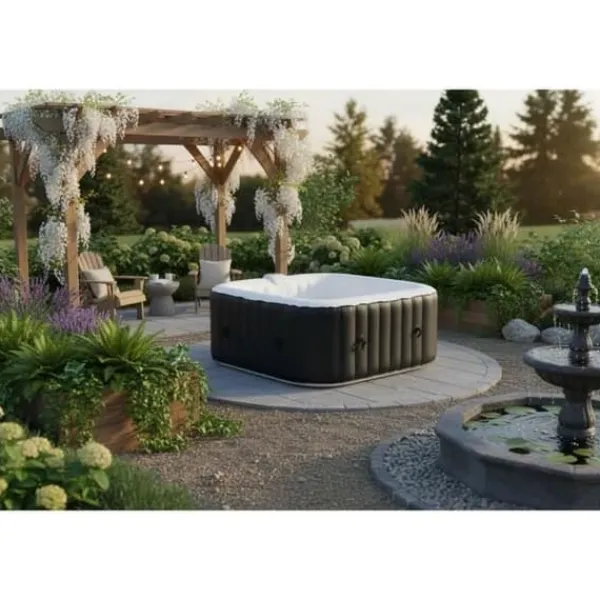 SUN SPA Laminerat fyrkantigt uppblåsbart spa - 4 personer - 1,55 x H 0,65 m