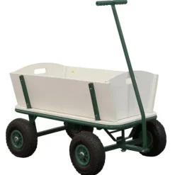Best SUNNY Billy Beach Wagon / Vagn av vanligt trä | Vagn med luftfyllda däck i grönt | 94 x 61 x 97 cm Trädgårdsverktyg