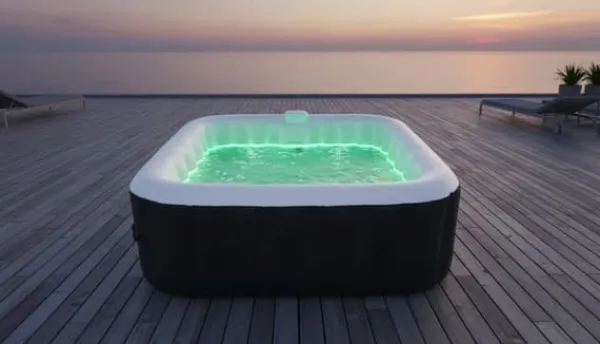 Sale SUNSPA Square Uppblåsbart Spa 6 platser med LED-remsa Spa & Utomhusbad