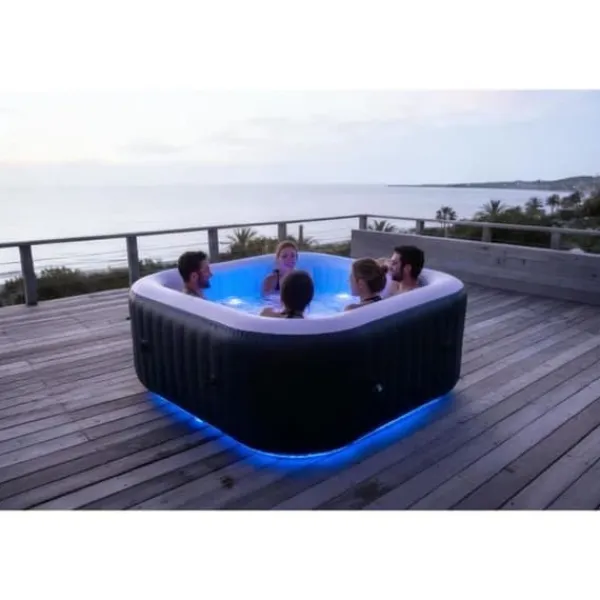Sale SUNSPA Square Uppblåsbart Spa 6 platser med LED-remsa Spa & Utomhusbad