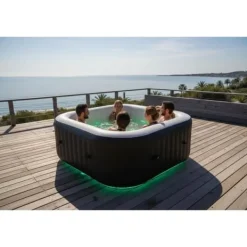 Sale SUNSPA Square Uppblåsbart Spa 6 platser med LED-remsa Spa & Utomhusbad