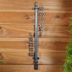 Discount Svart utomhustermometer 41 cm Regnmätare