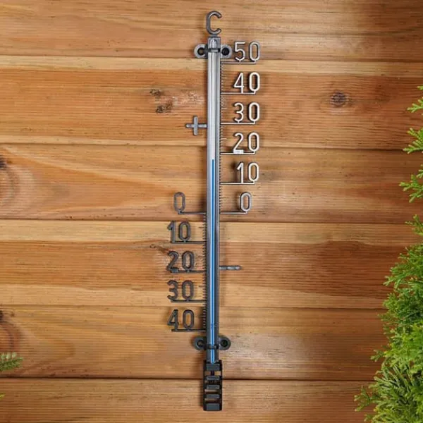 Discount Svart utomhustermometer 41 cm Regnmätare