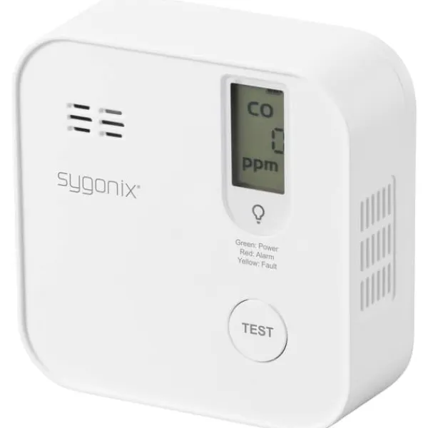 Outlet Sygonix Kolmonoxid-detektor inkl. 10 års batteri, med intern sensor batteri Detektering Kolmonoxid Rök- & Koloxiddetektorer