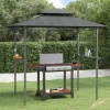 vidaXL Tak för grill med sidohyllor antracit 240x150x243 cm stål