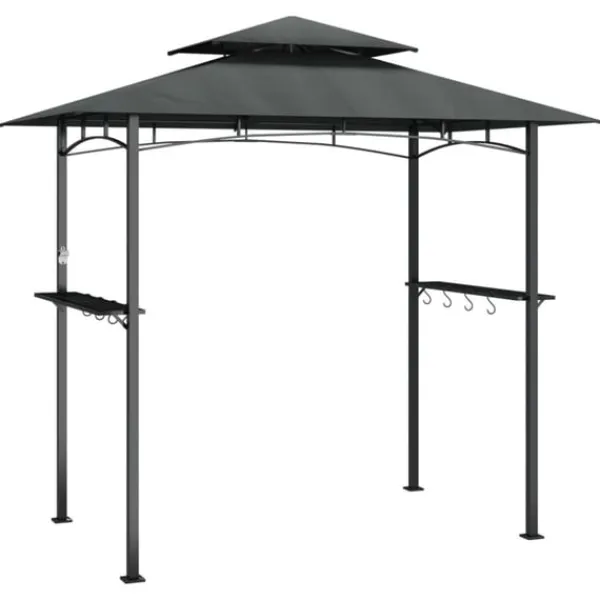 vidaXL Tak för grill med sidohyllor antracit 240x150x243 cm stål